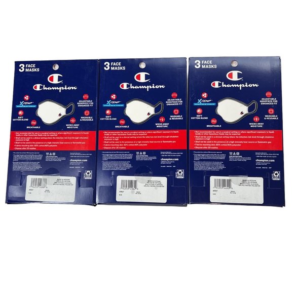 Champion 9 Adult Face Masks 3 Boxes Of 3 Black, Navy, Concrete S/M Reusable - Picture 3 of 12